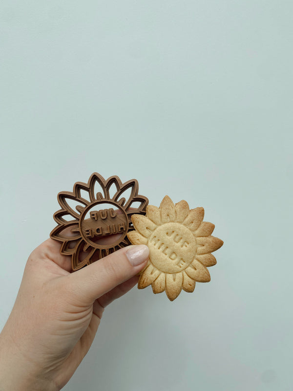 Gepersonaliseerde zonnebloem koekjesvorm