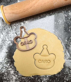 Gepersonaliseerde beer met feesthoed koekjesvorm - Samenmetdekindjes - Samenmetdekindjes