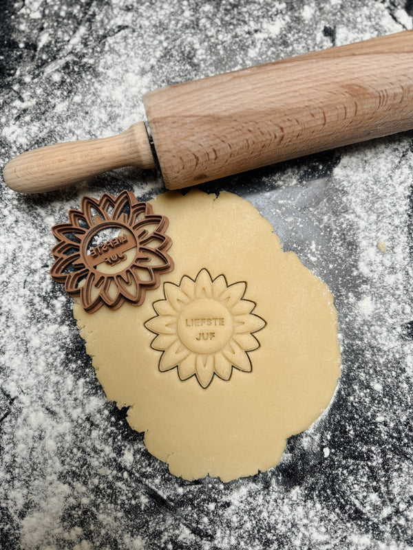 Liefste juf - zonnebloem koekjesvorm - Samenmetdekindjes - Samenmetdekindjes